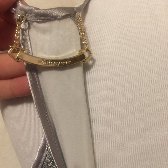 Whitney Eve Dress Women 4 Gray Metallic Mini Halter Festival Trapeze Tent New - Picture 8 of 10